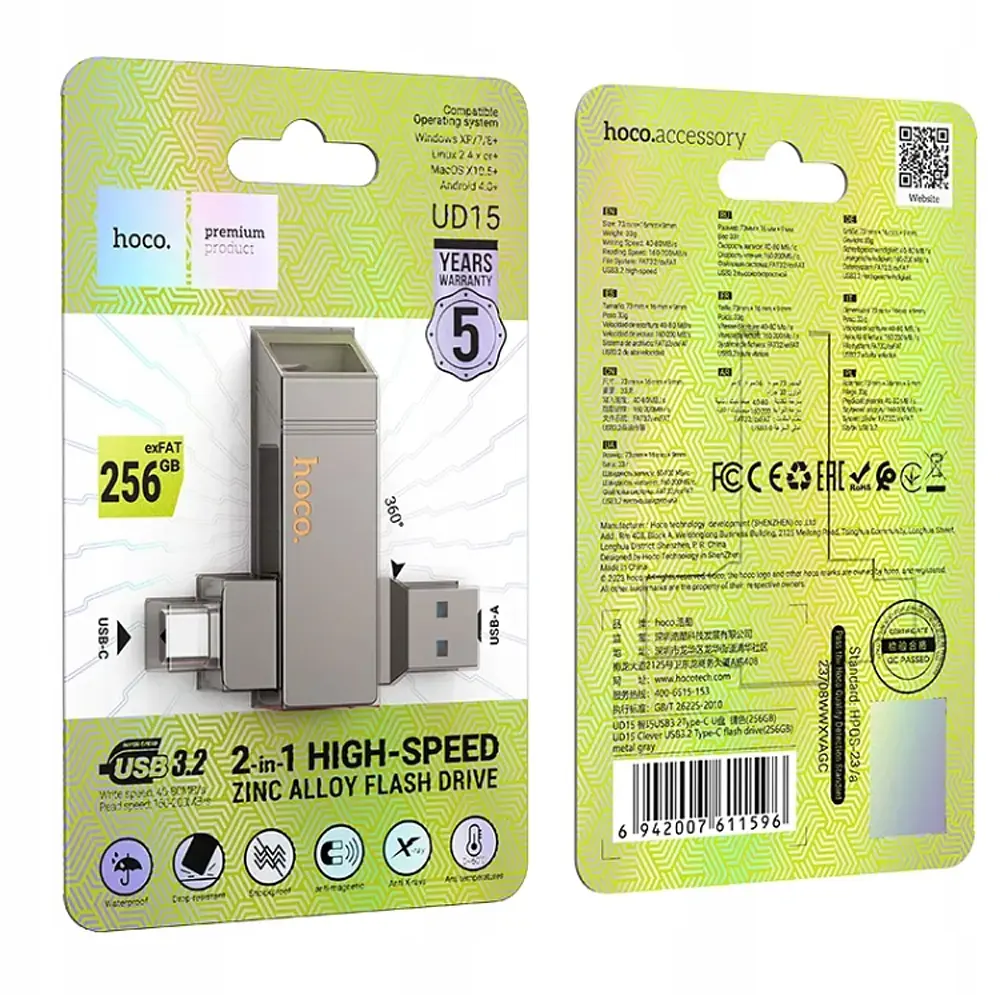 Флеш-накопичувач Hoco UD15 Clever USB3.2 Type-C flash drive(256GB) - фото 2