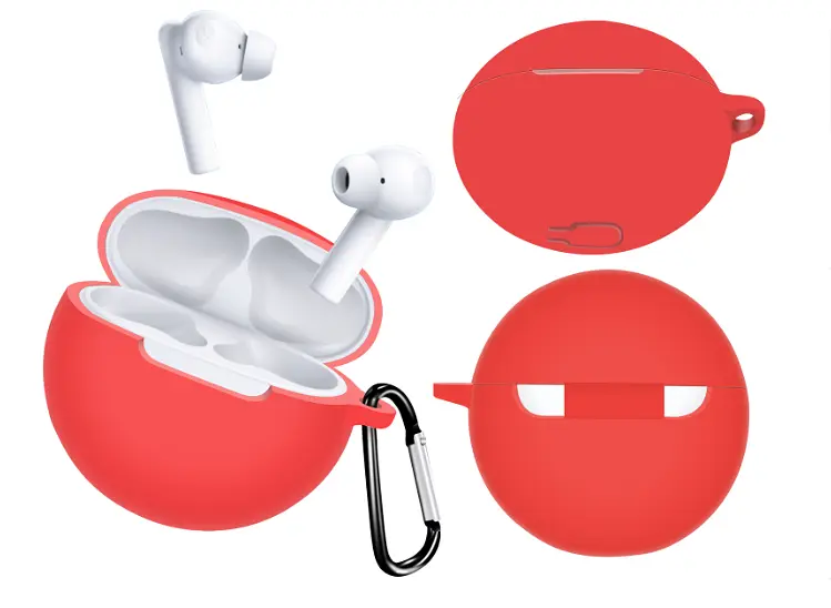 Чохол-накладка DK для Oppo Enco Buds 2 W14 Silicone Candy Friendly з карабіном (016044) (red) - фото 2