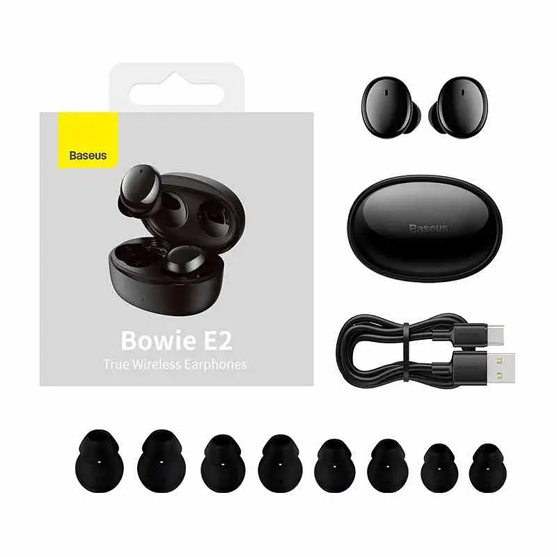 Наушники Baseus E2 True Wireless Earphones Bowie |BT5.2, 40/300mAh, 5H, Location, OTA| (NGTW090001) black - фото 4