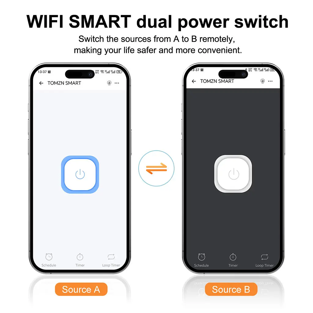 Автоматичне введення резерву АВР Wi-Fi eWeLink TOMZN TOQ7e 2P 220V 125A перемикач живлення однофазний 2х полюсний (19647) - фото 7