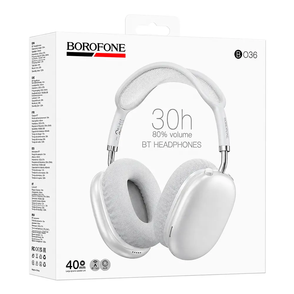 Навушники Bluetooth Borofone BO36, Silver, Box - фото 2