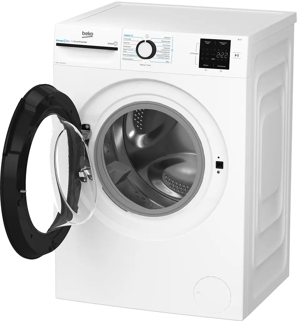 Пральна машина Beko фронтальна 9 кг 1200 A+++ 55 см дисплей інвертор пара білий - фото 4