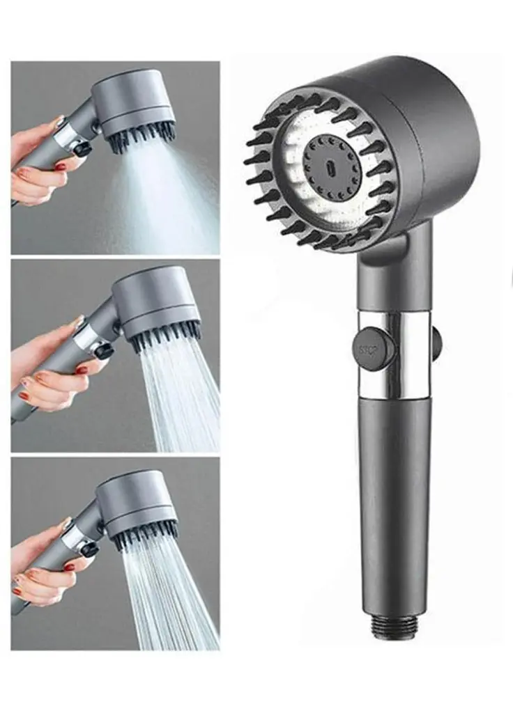 Лейка массажная для душа Idea Turbocharged Head с вращением 360° Серый  - фото 2