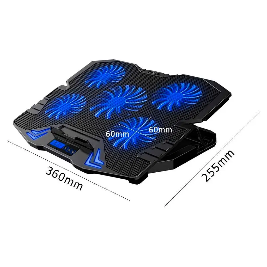 Підставка до ноутбука IceCoorel 10-15", 1*125mm 1400 RPM + 4*70mm 2500 RPM, 2*USB, 365x297x30mm, Blue (K5Bl) - фото 4