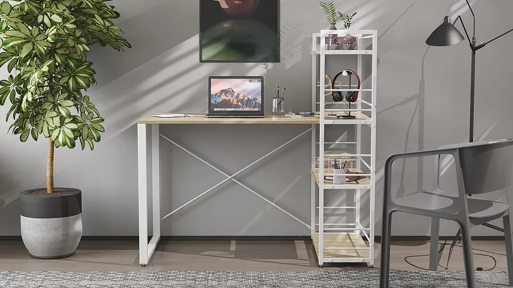 Письмовий стіл Ferrum-decor Серії Конект з етажеркою 75x120x60 білий ДСП Дуб Сонома 16мм (FRD-104227) - фото 2