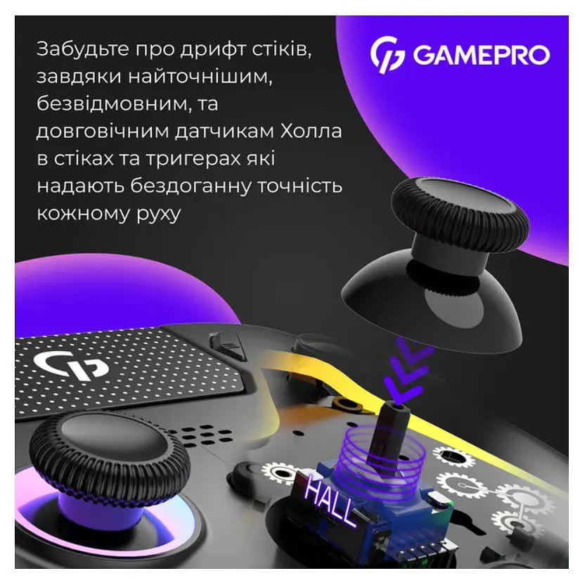 Геймпад Bluetooth джойстик GamePro GPS-13B Bluetooth 5.3/USB (PC/iOS/Android/PS3/PS4) DualShock RGB Black - фото 5