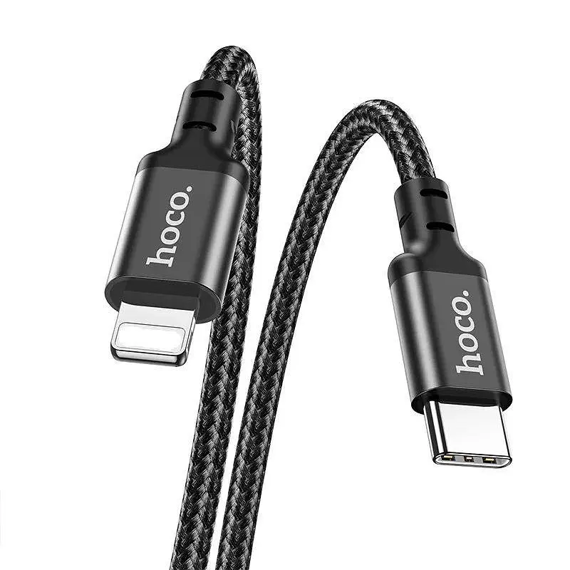 Кабель Hoco X14 Type-C to iP 3A 20W 1 м nylon aluminum connectors чорний - фото 3