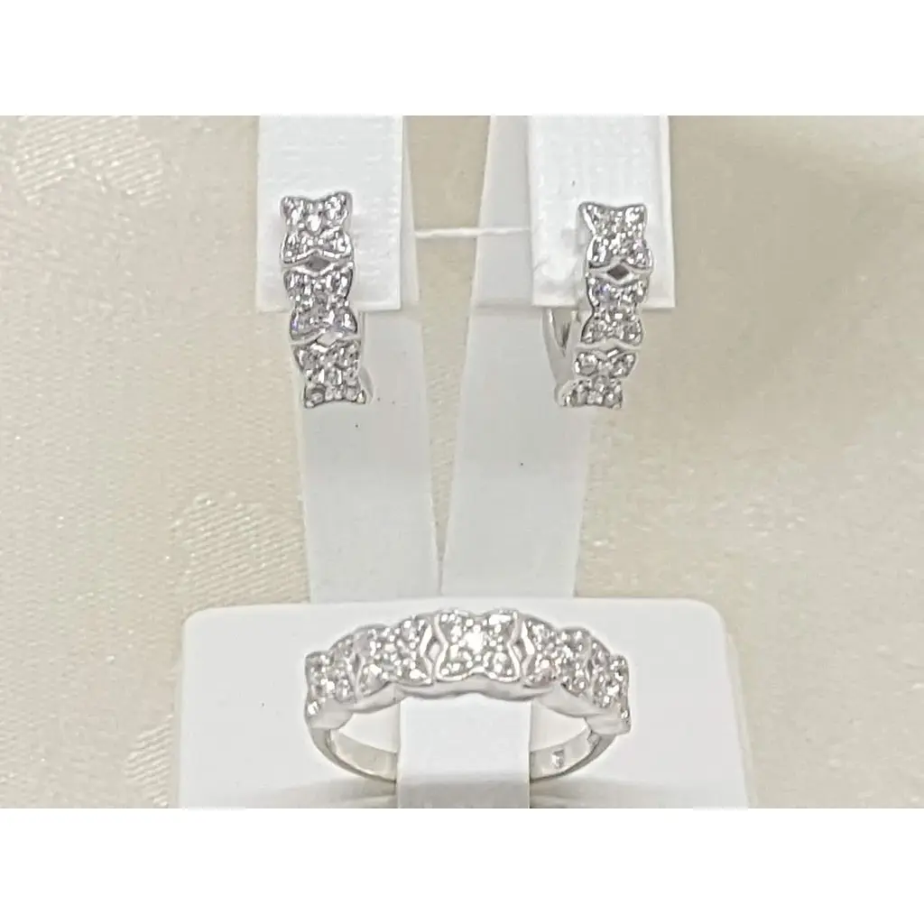 Срібне кільце Агні Вьюнец з фіанітами. Артикул 1041/1Р-CZ 17 18 - фото 6