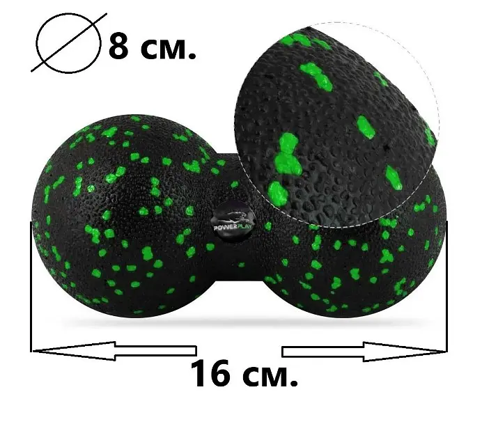 Набір для масажу та йоги PowerPlay PP_4091 EPP (2 м'ячики + валик масажер 15*5,3 см.) Green + гумка 5.5 кг (PP_4091_Green) - фото 6
