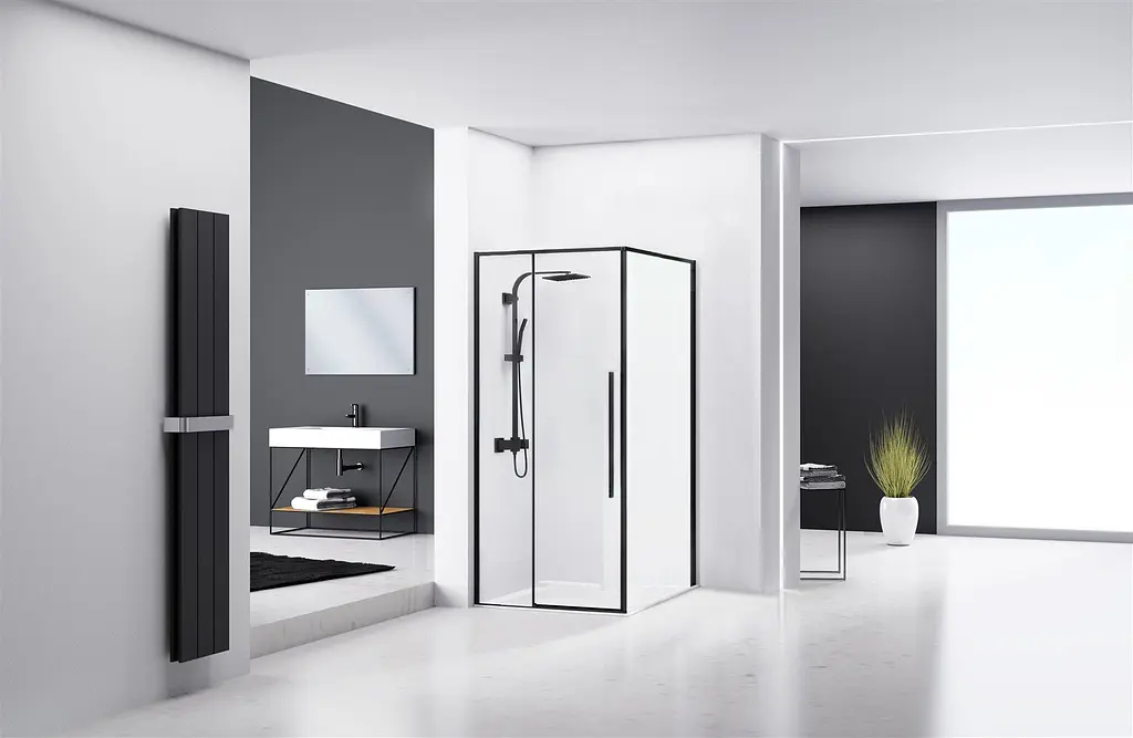 Душова кабіна Rea Solar 90x90 black REA-K6412, Чорний матовий, Універсальна, прозорий - фото 3