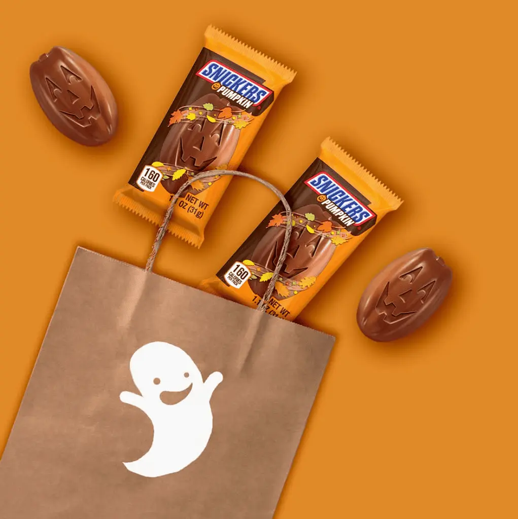 Шоколадні батончики Snickers Pumpkins Shaped Chocolate Candy Bar 6шт x 31г - фото 4