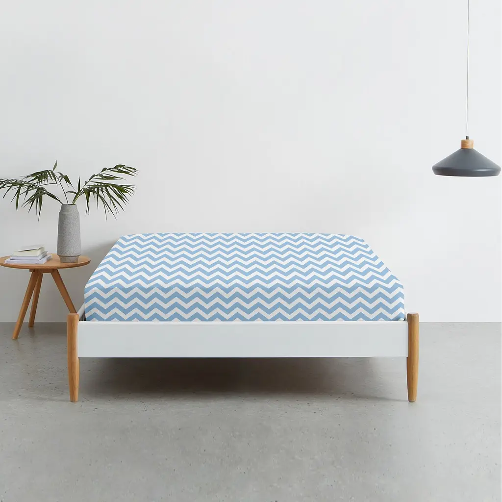 Простирадло Cosas на резинці 90х200 blue zigzag, блакитний (ZigBlue_90x200x20) - фото 2
