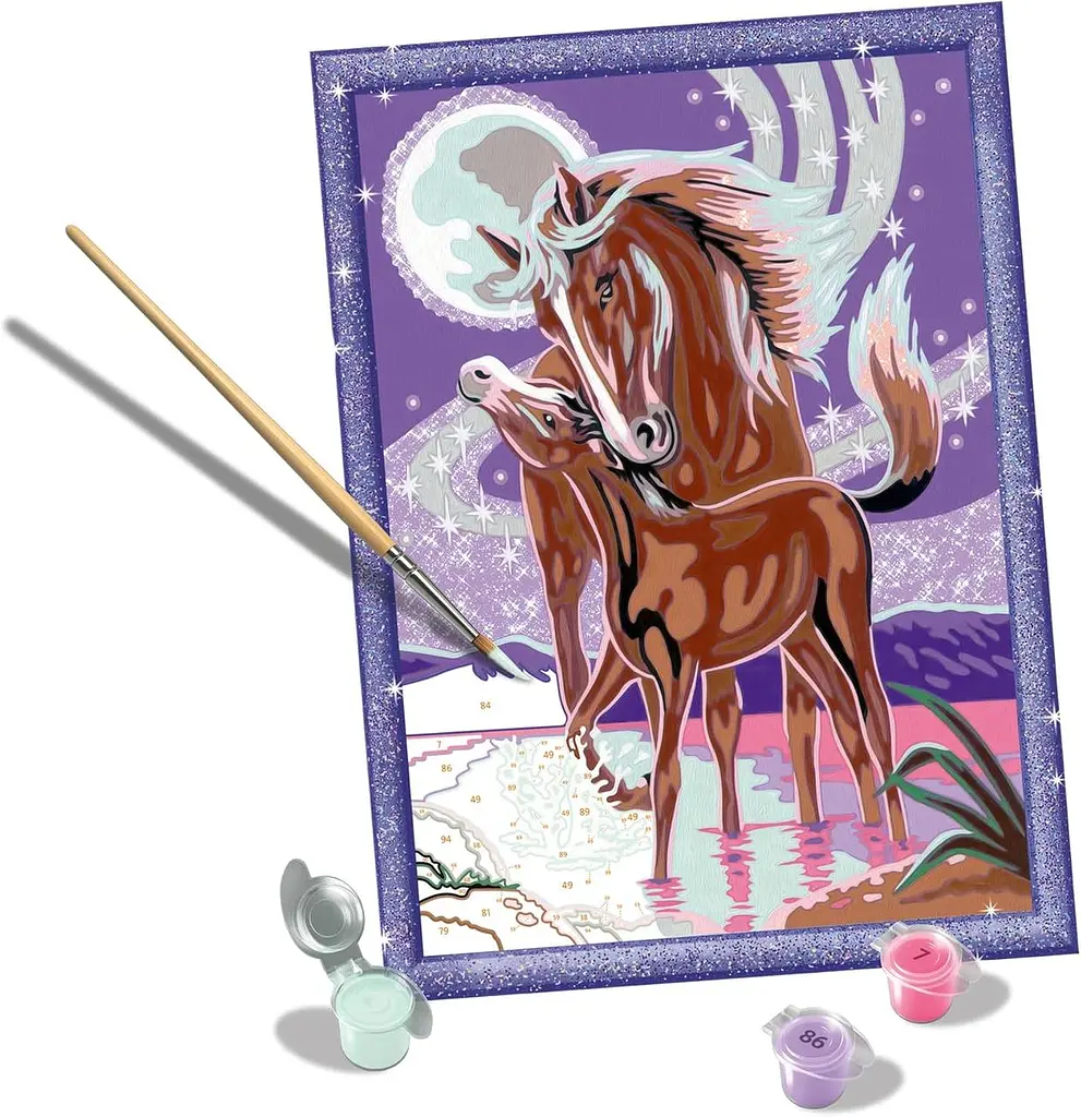 Картина за номерами Кінь з лошам Ravensburger CreArt 24×18 см з блискітками та рамкою 15 акрилових фарб від 11 років (SKU-279) - фото 3