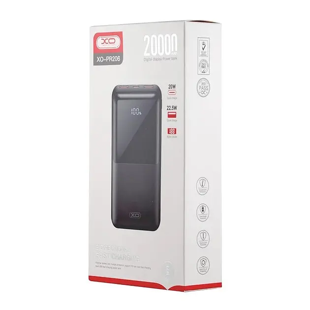 Аккумулятор внешний XO PR206 PD20W/QC22.5W Digital Display 20000mAh черный - фото 3