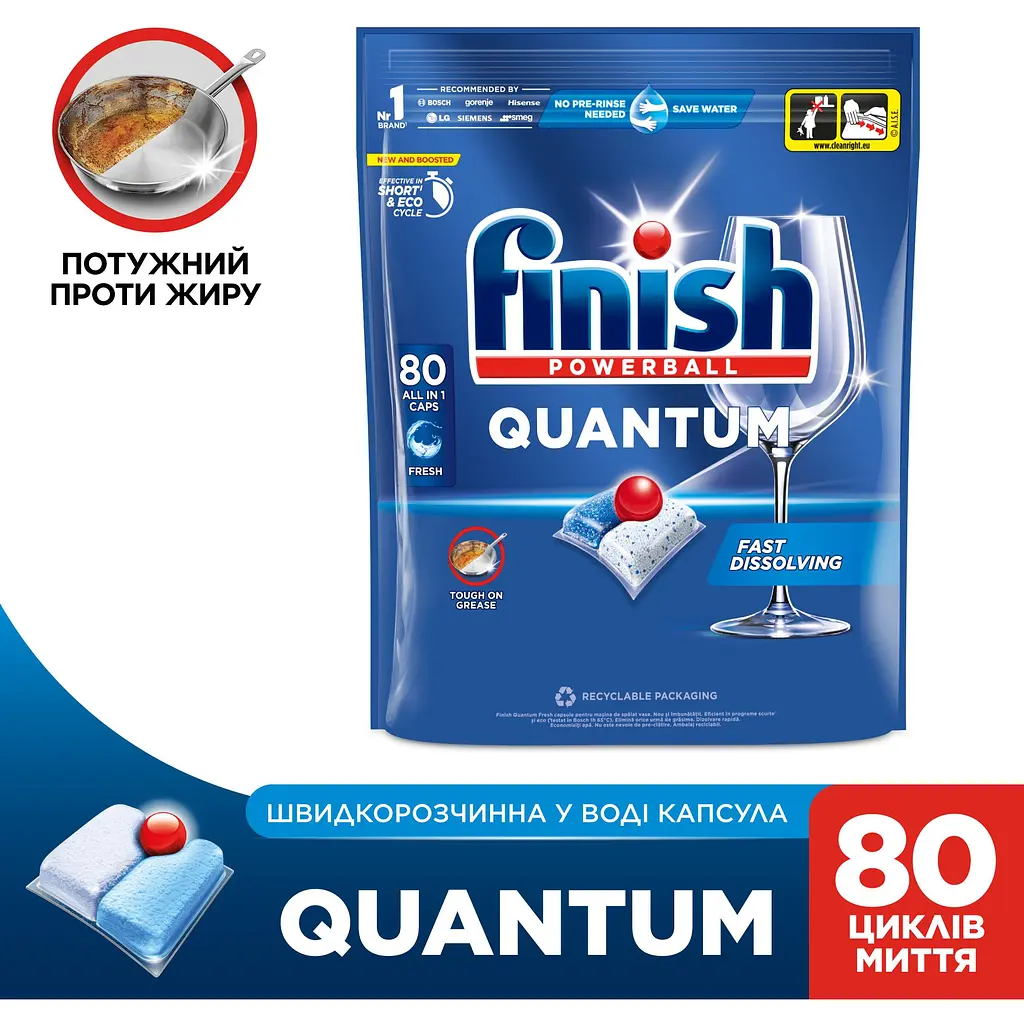 Капсули для посудомийних машин Finish Quantum All in 1 80 шт. - фото 2