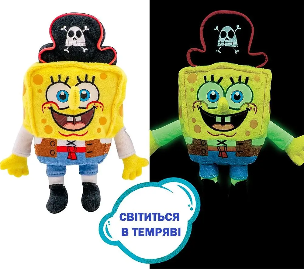 Мягкая игрушка Sponge Bob Губка Боб в кино в поисках квадратных штанов Губка Боб светится в темноте (FR73120/73109) - фото 2