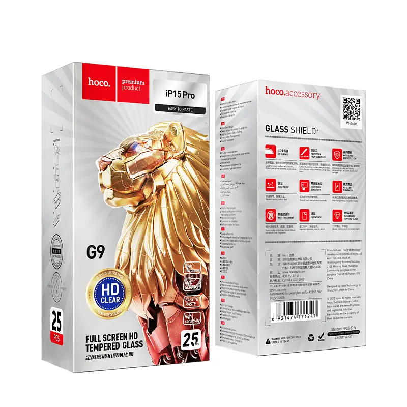 Захисне скло Hoco Full screen HD tempered glass set for iP15 Pro (G9) Black - фото 2