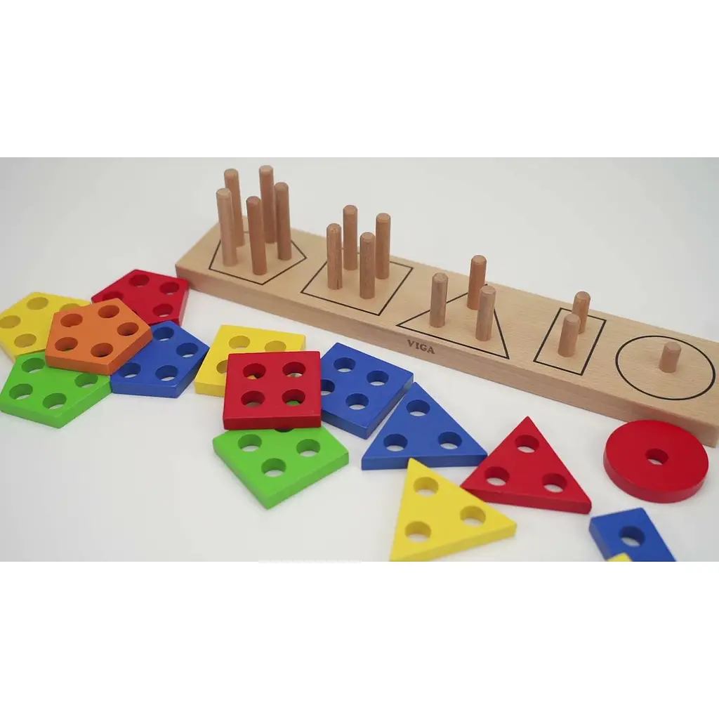 Пирамидка Viga Toys Геометрические фигуры деревянная логическая (58558) - фото 5