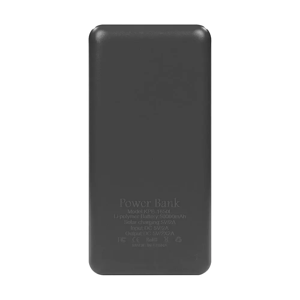 Повербанк 50000mAh Power Bank Kraft KPB-1650L Black 2 світлодіоди (43-00055) - фото 4