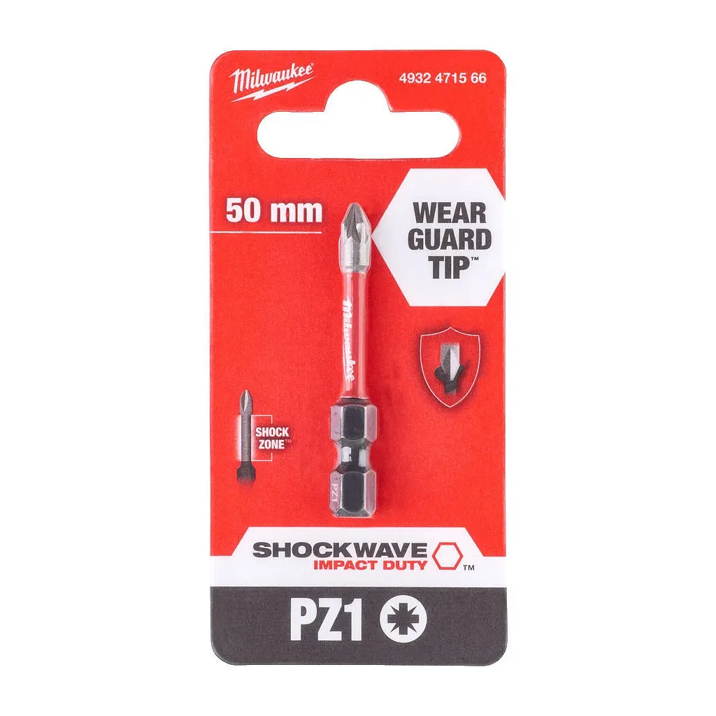Біта для шуруповерта Milwaukee SHOCKWAVE, PZ1, 50мм 1шт (4932471566) - фото 3