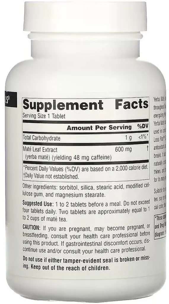 Натуральная добавка Source Naturals Yerba Mate 600 mg, 90 таблеток - фото 2
