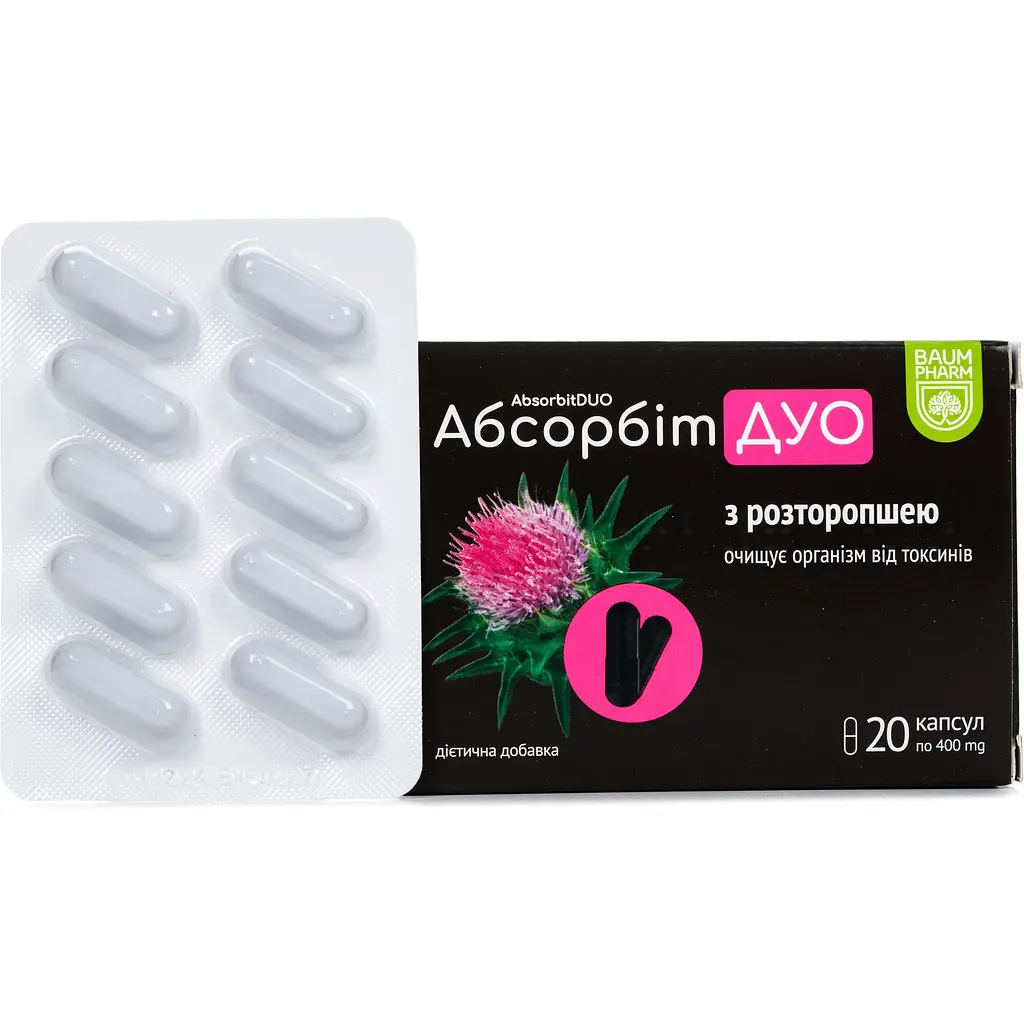 Добавка Baum Pharm Абсорбіт Дуо 400 мг 20 капсул - фото 2