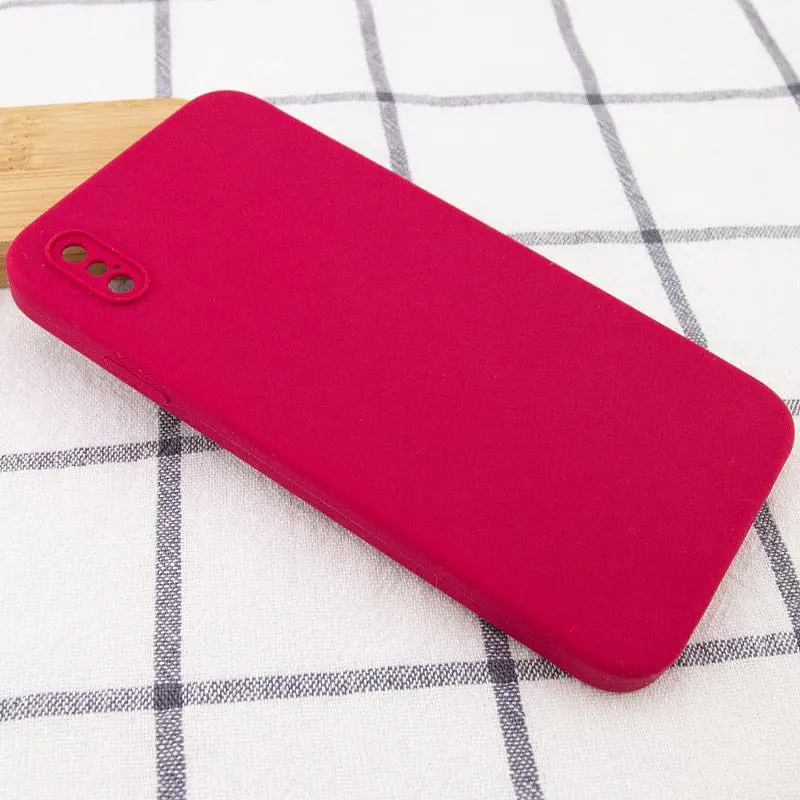 Чохол Silicone Case Square Full Camera Protective (AA) NOLOGO для Apple iPhone X / XS (5.8) Червоний / Rose Red - фото 2