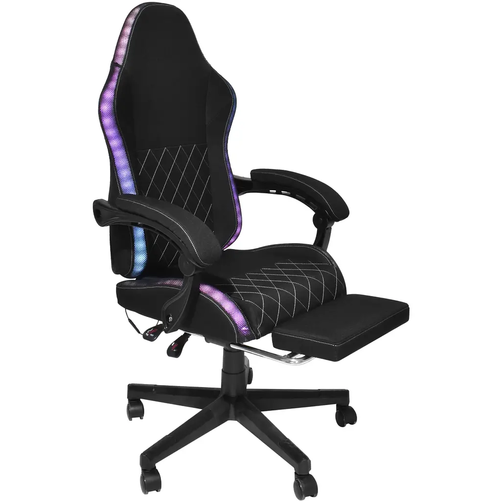 Крісло ігрове AGN 3 клас,150 кг, 80мм, RGB підсвітка, чорне - фото 6