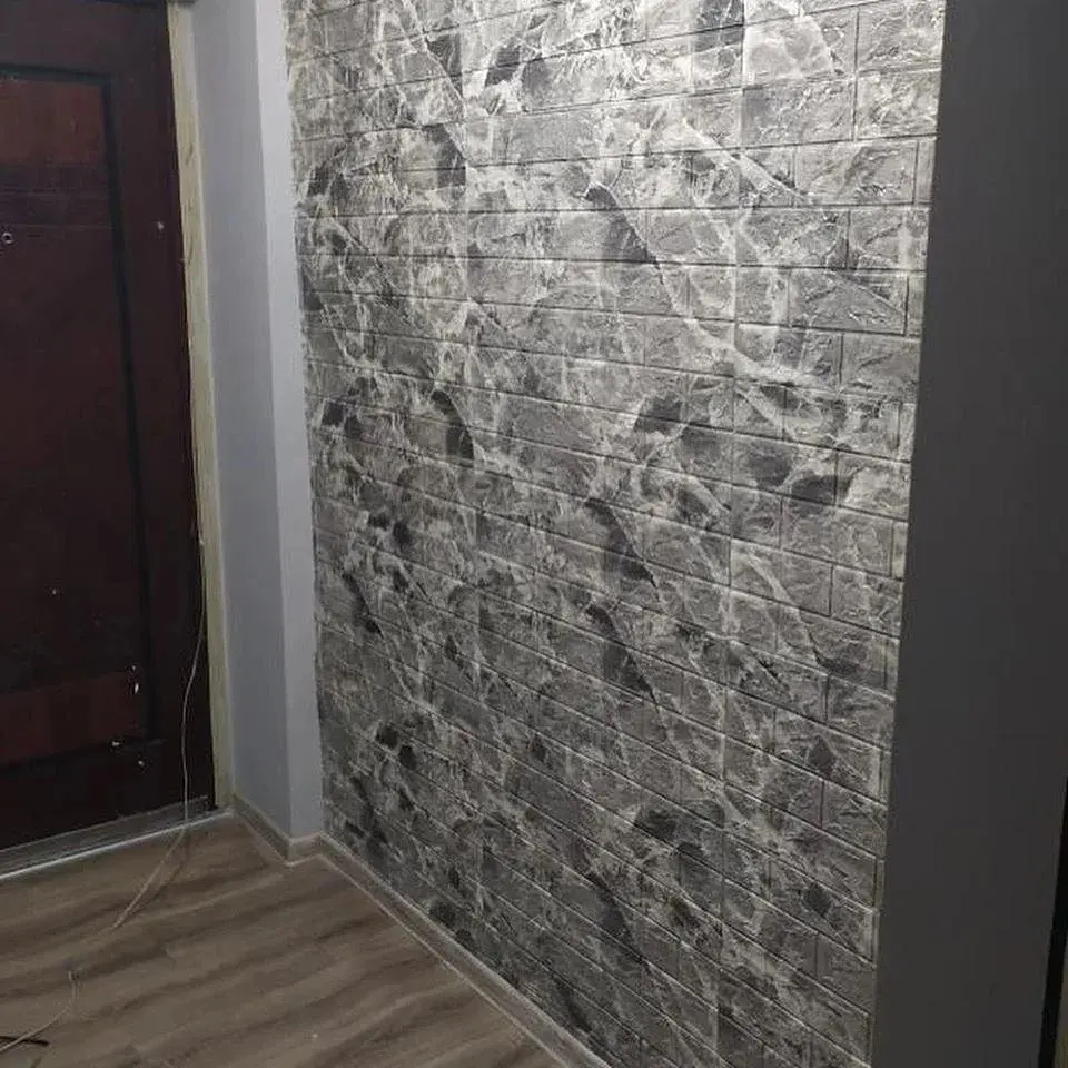 Самоклейка декоративна 3D панель 3D Loft під цеглу чорний мармур в рулоні 20 м 20000x700x3мм - фото 9
