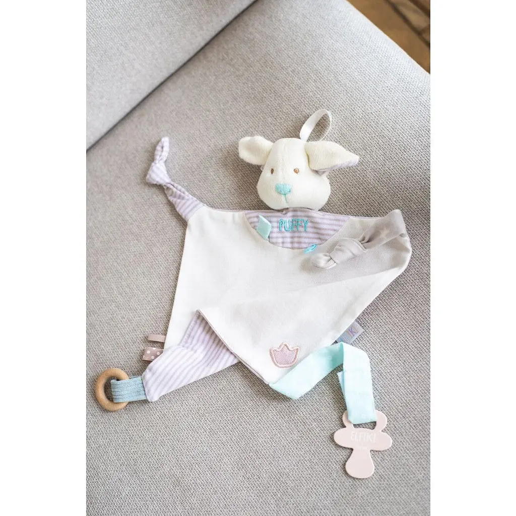 М'яка іграшка-комфортер Elfiki Ельфик Пуффі білий з блакитним (ІГ-0105) - фото 2