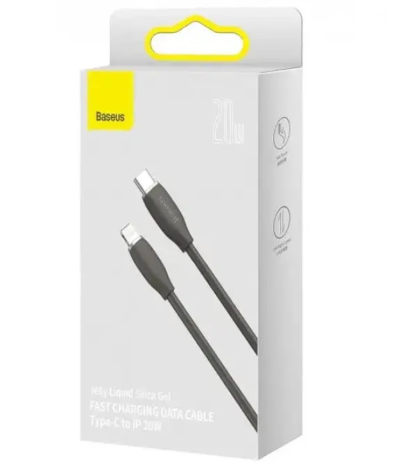 Кабель Baseus Cable USB-C to Lightning Silica Gel 20W 1.2 m Black (CAGD020001) - фото 2