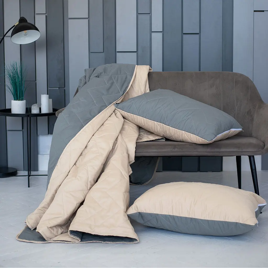 Набір Sonex Bora Bora: декоративне покривало 220х240 см + 2 наволочки 50х70 см сірий з бежевим (SO102398) - фото 7