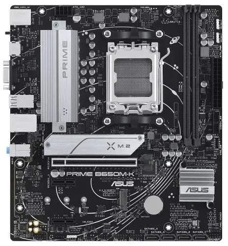 Материнська плата AM5 Asus PRIME B650M-K, B650, 2xDDR5, Int.Video (CPU), 4xSATA3, 2xM.2, 1xPCI-E 4.0 x16, 2xPCI-E 4.0 x1, Realtek 7.1, Realtek 2.5Gb, 6xUSB3.2/6xUSB2.0, VGA/HDMI, MicroATX - фото 2