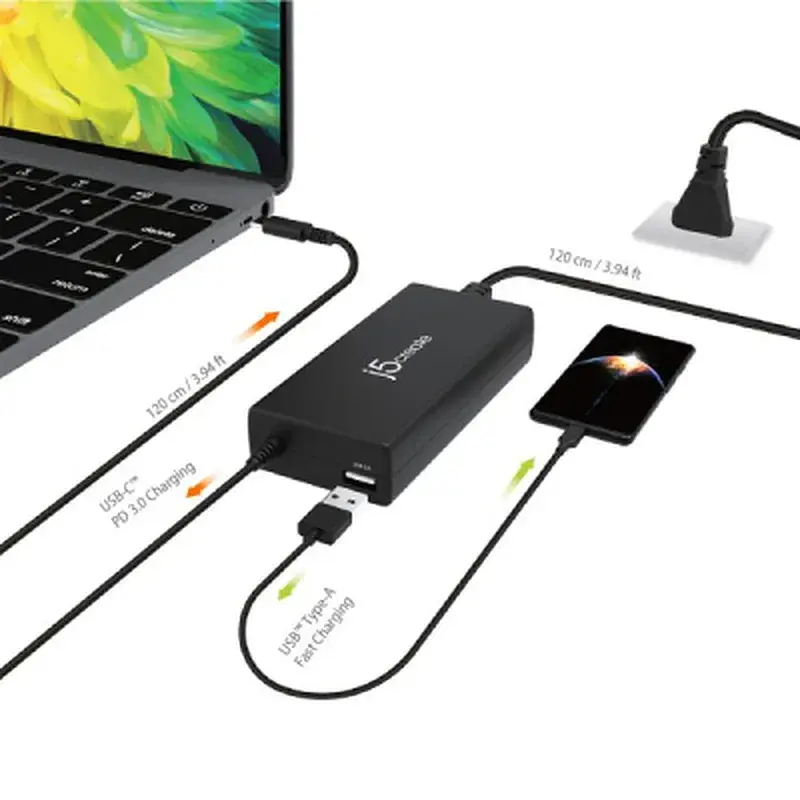 Блок живлення до ноутбуку J5create USB-C/PD/90W, USB-A/10W (JUP2290C-EN) - фото 6