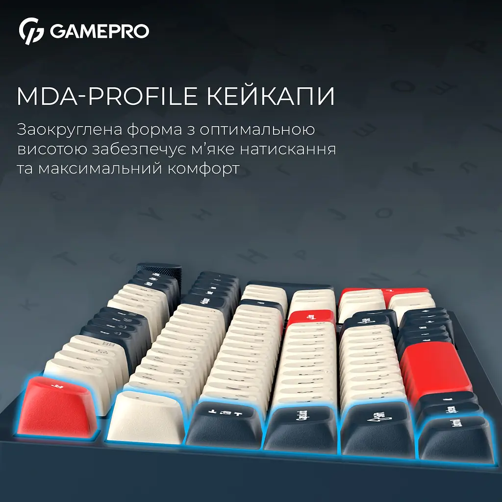 Клавиатура GamePro Asgard Drakkar Keychron Super Red Switch Wireless/Bluetooth/USB Blue беспроводная (MK305BL) - фото 9