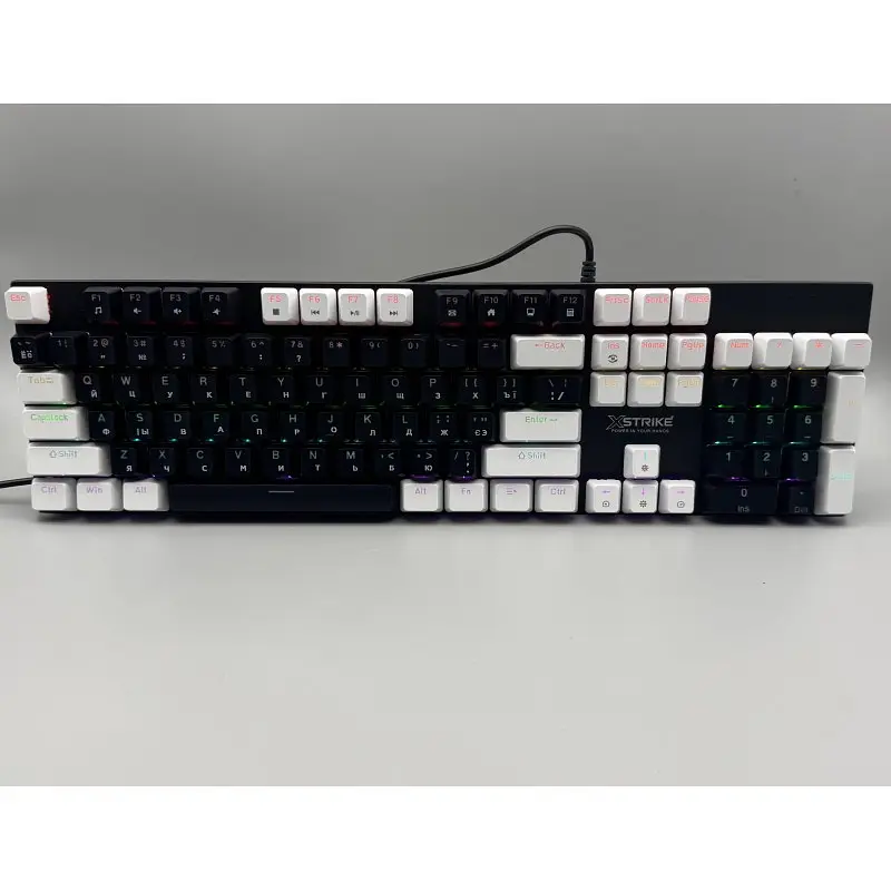 Комплект дротова клавіатура мембранна з підсвічуванням + мишка 3200 DPI RGB USB XSTRIKE X-1011 розкладка ENG/UA мишка та клавіатура набір ігровий миша з клавіатурою з підсвіткою для ПК та ноутбука Чорний з білим - фото 2