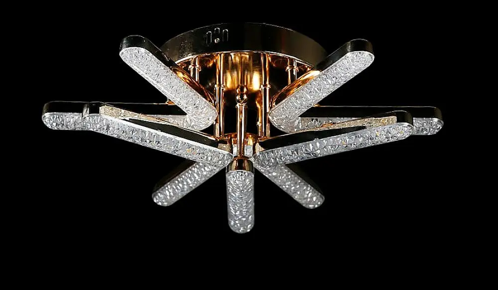 Люстра стельова LED Splendid Ray LT872/3+3, 120W, золото, білий, сучасний стиль з пультом, димер - фото 2