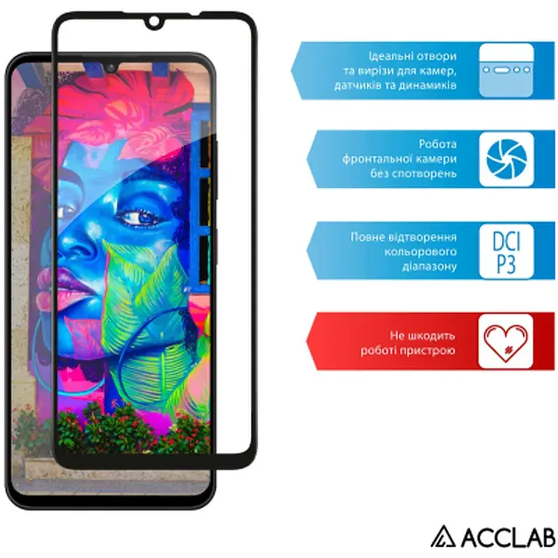 Скло захисне ACCLAB Full Glue ZTE Blade A35 Black (1283126598845) - фото 5