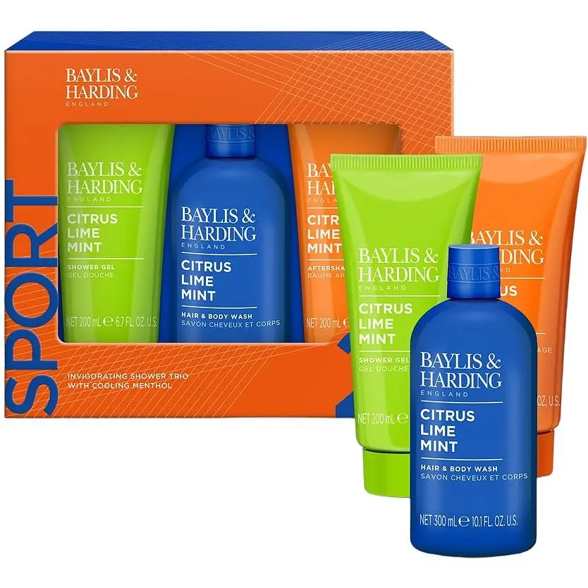 Набор Baylis & Harding Sport 27 Citrus Lime & Mint: Шампунь-гель для душа 300 мл + Гель для душа 200 мл + Бальзам после бритья 200 мл - фото 2