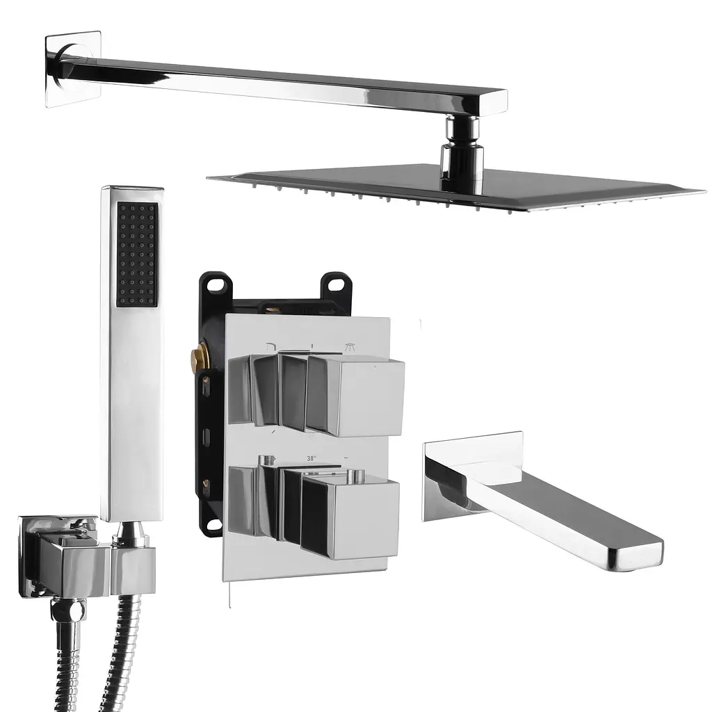 Душова система прихованого монтажу Topaz Odiss To 08117-L03-Termostat Smart box, Хром - фото 3