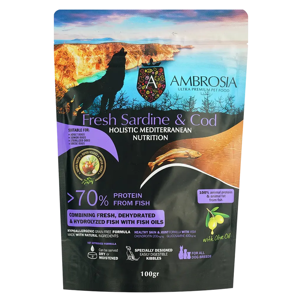 Набор сухого дегустационного корма для собак Ambrosia Mediterranean 600 г (6 шт. х 100 г) - фото 6