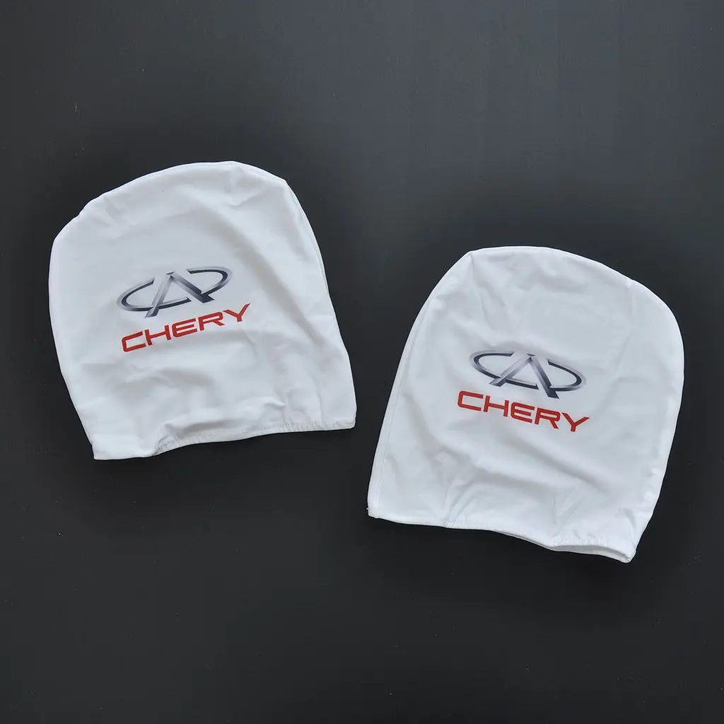 Чохли для підголівників Універсальні Chery Білі Кольоровий логотип 2 шт - фото 2