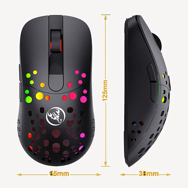 Мышь беспроводная игровая с аккумулятором и подсветкой 2.4 gHz HYSJ Т100 E-Sports Black - фото 5
