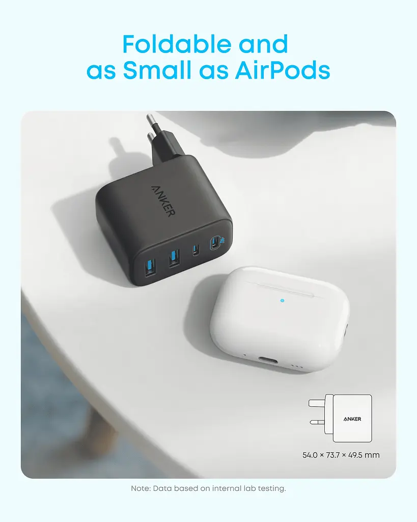 Мережевий зарядний пристрій Anker Zolo Charger - 50W, 2xUSB-C & 2xUSB-A Black (7285028) - фото 5