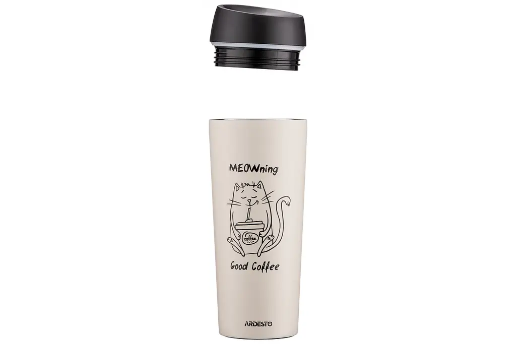 Термокухоль Ardesto Coffee Time Meowning 450 мл Бежева AR2645WC - фото 4