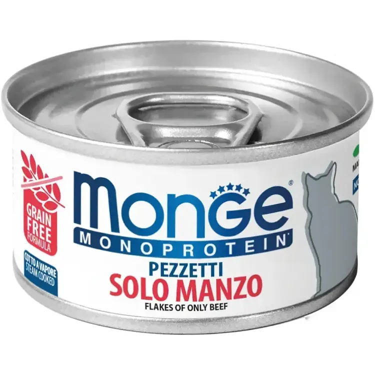 Вологий корм для котів Monge Monoprotein Solo Manzo Flakes із м'ясом яловичини 80 г