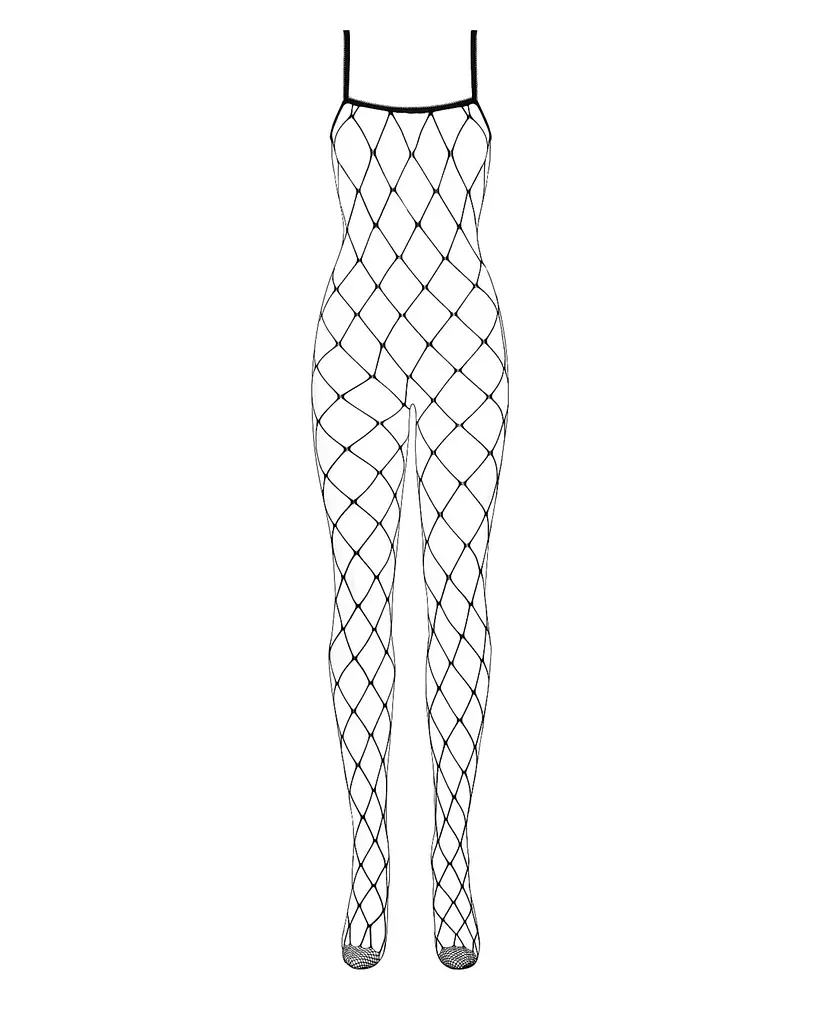 Бодістокінг з великим вічком і відкритими грудьми Obsessive Bodystocking N102 S/M/L, чорний - фото 3