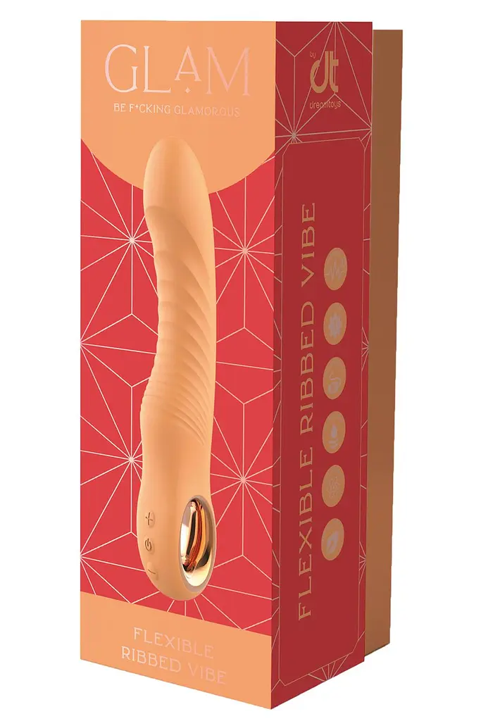 Вібратор Dreamtoys Glam Flexible Ribbed Vibe 22 см помаранчевий - фото 4