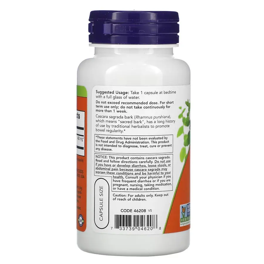 Натуральна добавка NOW Cascara Sagrada 450 mg, 100 вегакапсул - фото 3