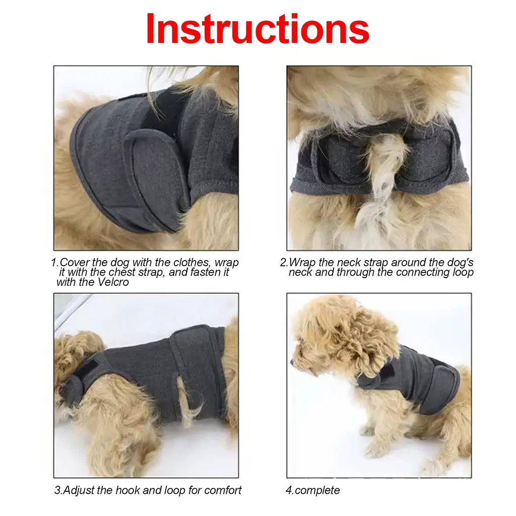 Заспокійливий жилет для собак WanTalk Dog Anxiety Jacket, Dark Grey - фото 7